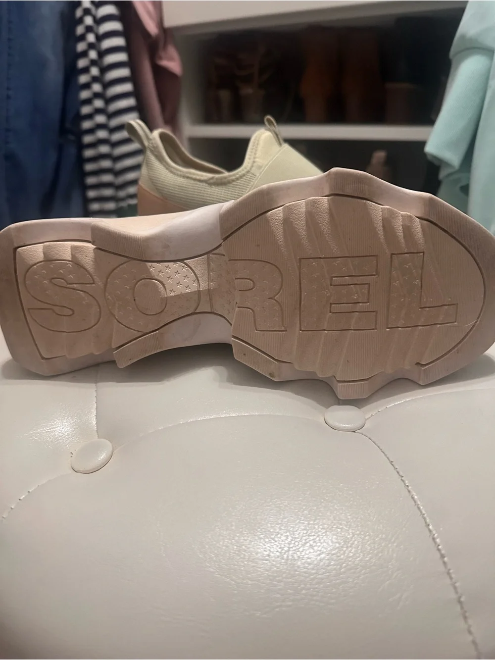 Sorel Women’s Cream Slip-On Mesh Sneakers with Chunky Sole